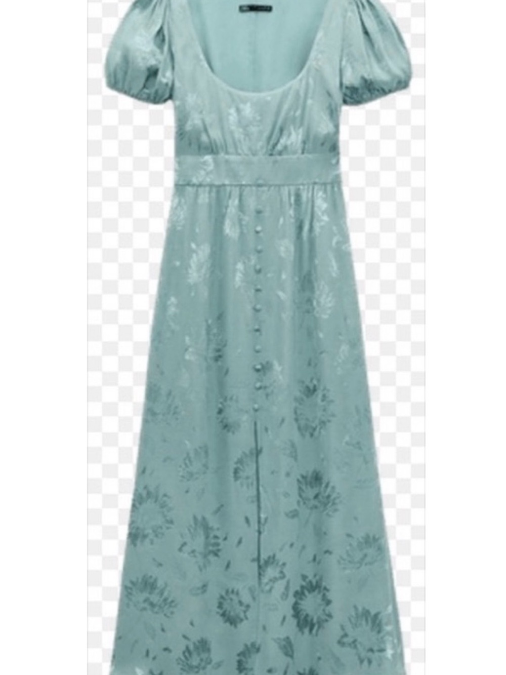Zara Mint Puff-Sleeve Midi Dress